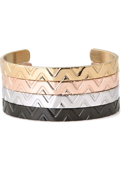 M 180MM-200MM Stili Altın Gül Lüks Titanyum Paslanmaz Çelik Bilezik Klasik V Tasarım Manşet Bilezik Kadınlar Erkekler Açık Bilezik Satışı (Yurt Dışından) indirimleri