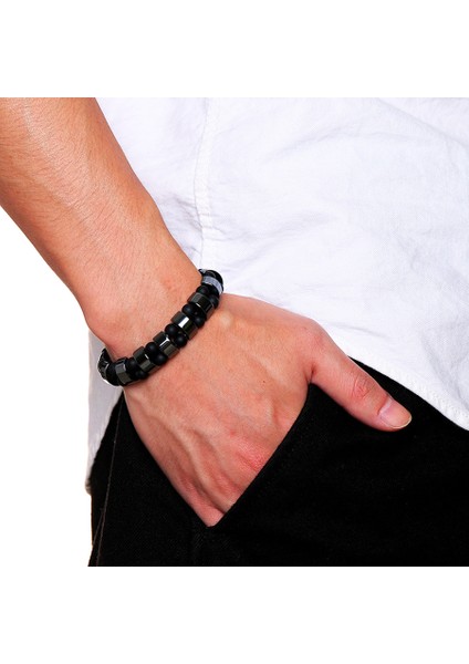 Buzlu Akik Cazibe Hematit Enerji Bileklikleri Erkekler Iyileştirme Koruma Sağlık Dengesi Bilezikler Moda Güç Terapisi Manyetik Takı Hediye (Yurt Dışından)