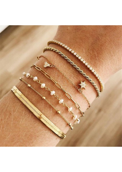 BA-0138-4 Kadınlar Için Boho Moda Çok Katmanlı Bilezikler Yeni Vintage Geometrik Altın Yılan Kartal Firavun Kristal Kelebek Kilit Takı Hediye (Yurt Dışından)