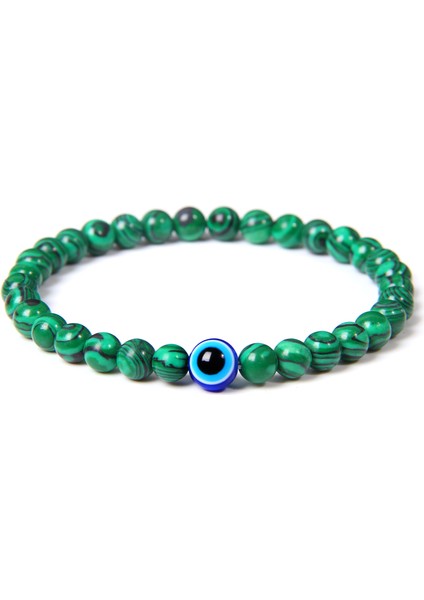 23CM Tarzı Tip 5 Moda 6mm Doğal Taş Boncuk Nazar Boncuklu Bilezik El Yapımı Hematit Türk Nazar Bileziği Kadın Erkek Yoga Reiki Takı (Yurt Dışından)