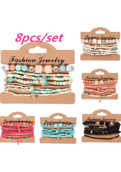 H24014 Kadınlar Için Hediye Boho Bilezik Pulseras Mujer 3 Katmanlı Kristal Taş Boncuklu Püsküllü Şanslı Bileklik (Yurt Dışından) fiyatları