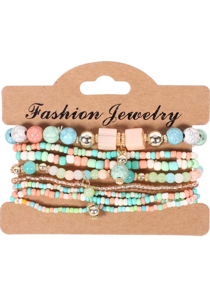H24014 Kadınlar Için Hediye Boho Bilezik Pulseras Mujer 3 Katmanlı Kristal Taş Boncuklu Püsküllü Şanslı Bileklik (Yurt Dışından) fırsatları