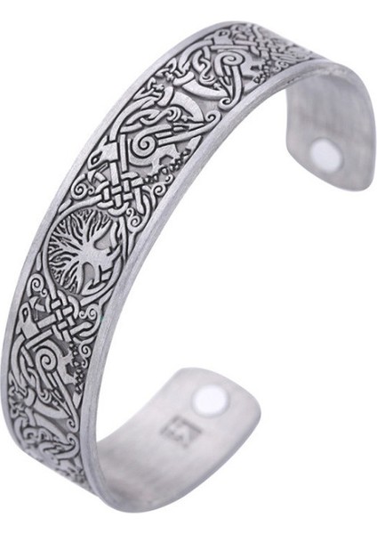 Altın Yüksek Romantik Viking Bileklik Sonsuz Aşk Düğümü Hayat Ağacı Kuş Kolluk Erkek ve Kadın Açık Bilezik Takı Hediye (Yurt Dışından)