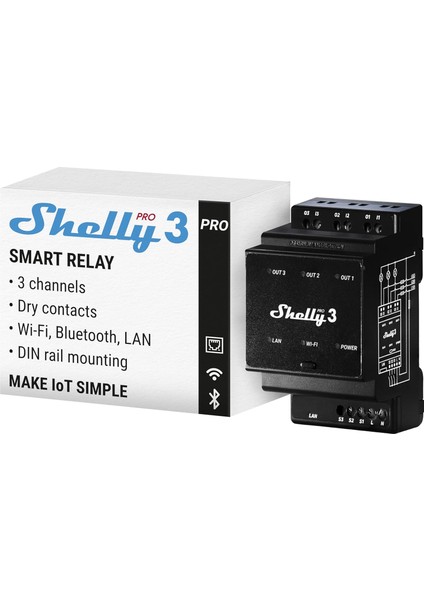 Pro 3 | Wi-Fi, Lan ve Bluetooth 3 Kanallı Akıllı Röle | Ev ve Bina Otomasyonu | Alexa ve Google Home ile Uyumlu | Ios Android Uygulaması | Işık Otomasyonu | Motorlu Valf Için Uzaktan Kumanda