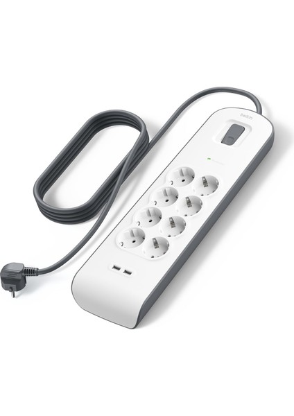 BSV804VF2M Akım Korumalı Uzatma Priz,8 Çıkışlı PRIZ,2,4A Çıkışlı Iki (2) Adet USB Bağlantı Noktası ,2m, 2X2.4A USB Girişi
