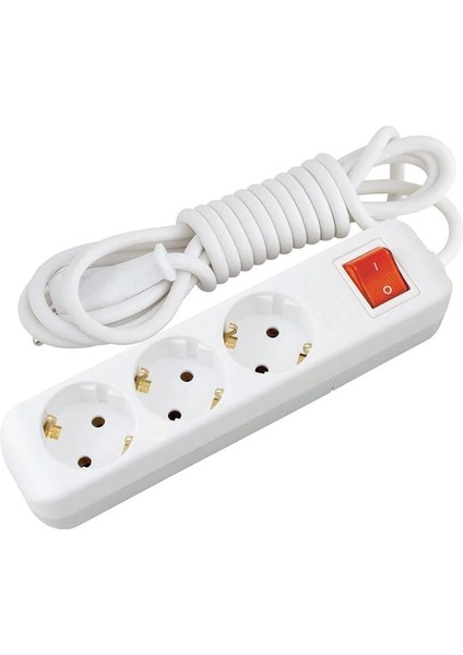 Anahtarlı Korumalı Grup Priz 5 Metre ve 3 Metre 16A 250V, Üçlü Topraklı Uzatma Kablosu (5 Metre)