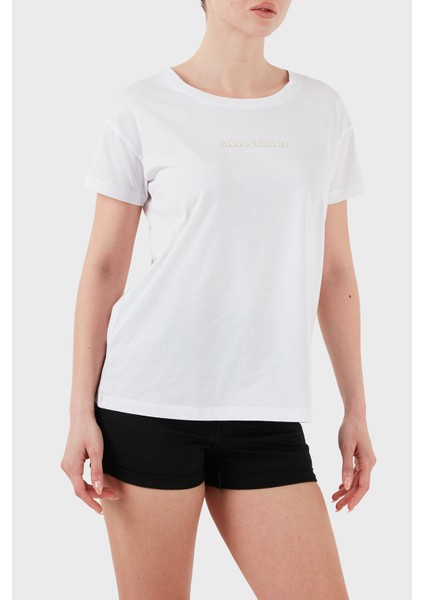 Armani Exchage % 100 Pamuk Regular Fit Bisiklet Yaka Logolu T Shirt Bayan T Shirt XW000534 AF10359 U0002