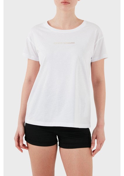 Armani Exchage % 100 Pamuk Regular Fit Bisiklet Yaka Logolu T Shirt Bayan T Shirt XW000534 AF10359 U0002 fırsatları