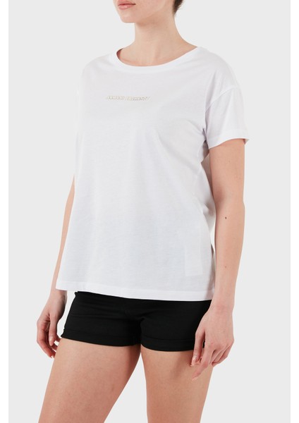 Armani Exchage % 100 Pamuk Regular Fit Bisiklet Yaka Logolu T Shirt Bayan T Shirt XW000534 AF10359 U0002 indirimleri