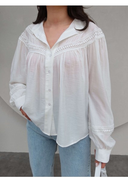 Dantel Detaylı Oversize Gömlek modelleri