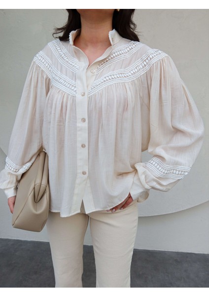 Dantel Detaylı Oversize Gömlek modelleri