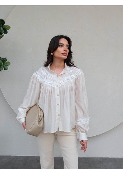 Dantel Detaylı Oversize Gömlek fırsatları