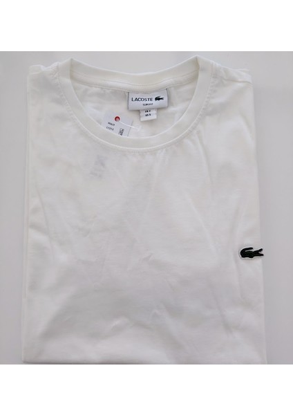 Erkek Slim Fit Bisiklet Yaka Kırık Beyaz T-Shirt