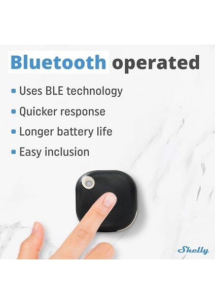 Blu Button Tough Siyah | Bluetooth Kontrollü Akıllı Düğme | Cihazları Kısma, Açma ve Kapatma ve Sahneleri Etkinleştirme, Ev Otomasyonu | Koruma Sınıfı IP54 | Ios Android Uygulaması
