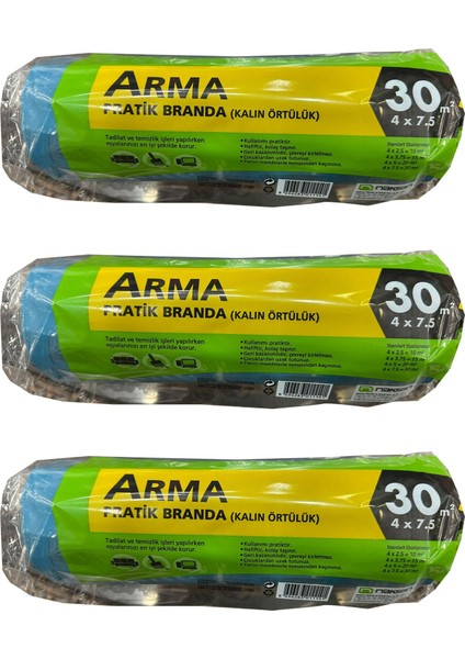 Naylon Tadilat Boya Koruyucu Örtü Poşet Kalın Pratik Branda - 4x7.5 Metre - 30 M2 - 3 Paket