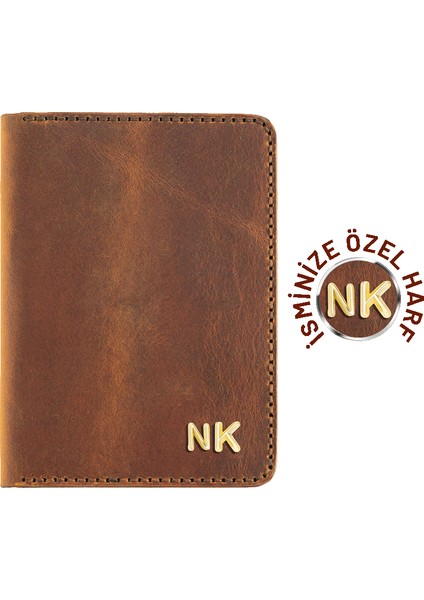 Twingold Kişiselleştirilebilir Crazy Deri Pasaport Kılıfı