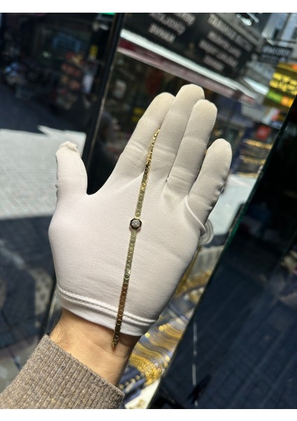 14 Ayar Altın Yuvarlak Desenli Baget Bileklik