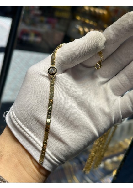 14 Ayar Altın Yuvarlak Desenli Baget Bileklik fiyatları