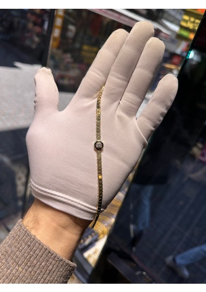 14 Ayar Altın Yuvarlak Desenli Baget Bileklik modelleri