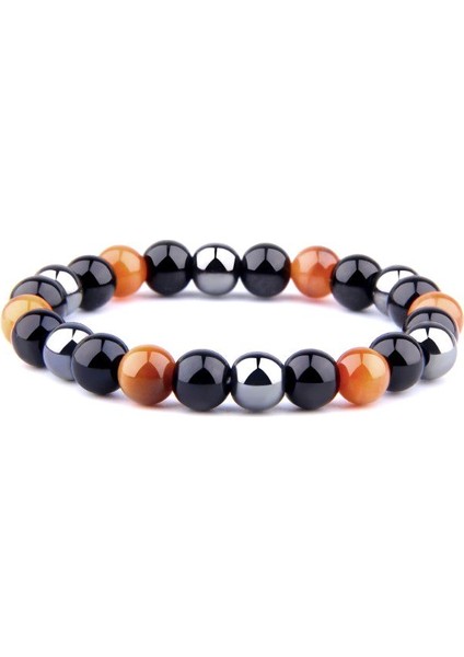 23CM Tarzı No.9 Boyutu Yeni Doğal Obsidyen Hematit Kaplan Gözü Boncuklu Bilezik Erkekler Için Manyetik Sağlık Koruma Kadınlar Ruh Takı Pulsera Hombre (Yurt Dışından)