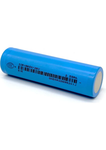 Eve 18650 3.7V (Volt) 2550 Mah 26V Lityum Şarj Edilebilir 1 Adet Pil(Batarya) Pil Kutusu Hediyeli
