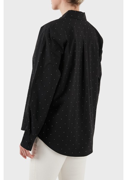 Silvia % 100 Pamuk Comfort Fit Taşlı Gömlek W5GH42WGWS0 Bayan Gömlek W5GH42 Wgws0 Jblk fiyatları