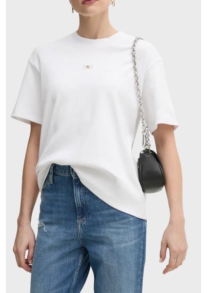 Streç Pamuklu Oversize Fit Bisiklet Yaka T Shirt J20J225247 Yaa Bayan T Shirt J20J225247 Yaa