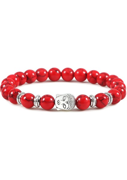Kırmızı Erkek Kadın Yoga Dua Boncuklu Tiger Eye Siyah Lava Taşı Bilezik Budist Başlıklı Moda Takı Pulseira (Yurt Dışından)