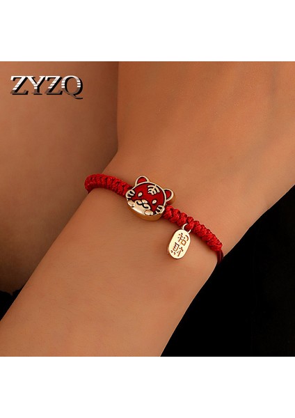 YXH-202012261-2 Zyzq Şanslı Kısmet Kırmızı Karikatür El Kayışı Etnik Örgü Kaplan Kafası Basit Öğrenci Bileklik Kadınlar Için Kişilik Yaratıcı Takı (Yurt Dışından) fiyatları