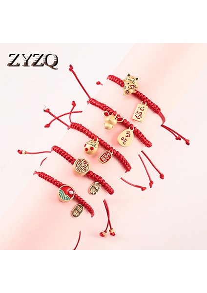 YXH-202012261-2 Zyzq Şanslı Kısmet Kırmızı Karikatür El Kayışı Etnik Örgü Kaplan Kafası Basit Öğrenci Bileklik Kadınlar Için Kişilik Yaratıcı Takı (Yurt Dışından) modelleri