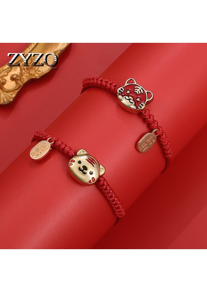 YXH-202012261-2 Zyzq Şanslı Kısmet Kırmızı Karikatür El Kayışı Etnik Örgü Kaplan Kafası Basit Öğrenci Bileklik Kadınlar Için Kişilik Yaratıcı Takı (Yurt Dışından) fırsatları