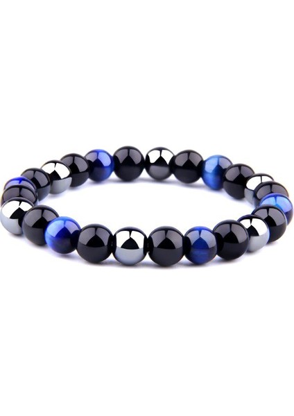 19CM Tarzı No.7 Boyutu Yeni Doğal Obsidyen Hematit Kaplan Gözü Boncuklu Bilezik Erkekler Için Manyetik Sağlık Koruma Kadınlar Ruh Takı Pulsera Hombre (Yurt Dışından)