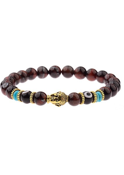 224-3 Büyücü Buda & Kötü Göz Bileklik Kadınlar 8mm Esnek Yuvarlak Parlak Siyah Taş Çakra Bilezikler Erkekler Erkek Bileklik Homme (Yurt Dışından)