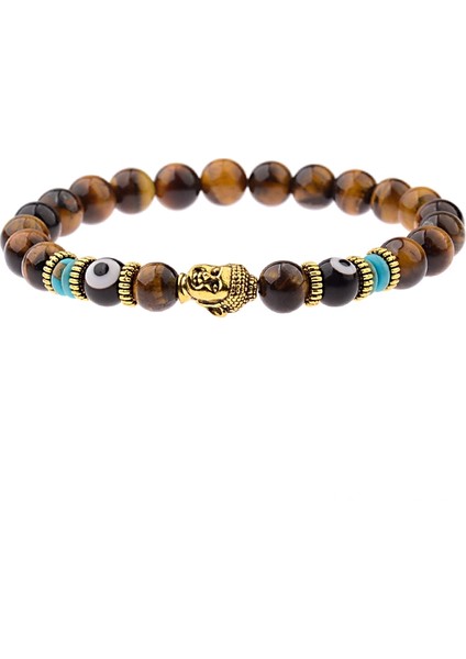 224-3 Büyücü Buda & Kötü Göz Bileklik Kadınlar 8mm Esnek Yuvarlak Parlak Siyah Taş Çakra Bilezikler Erkekler Erkek Bileklik Homme (Yurt Dışından) fiyatları