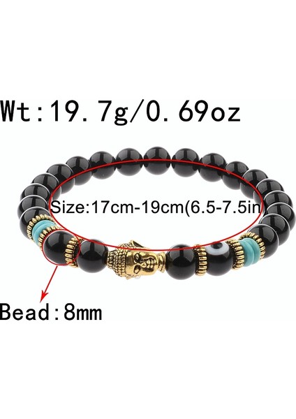 224-3 Büyücü Buda & Kötü Göz Bileklik Kadınlar 8mm Esnek Yuvarlak Parlak Siyah Taş Çakra Bilezikler Erkekler Erkek Bileklik Homme (Yurt Dışından) fırsatları