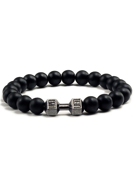 Siyah Lav Tabancası Siyah Doğal Siyah Volkanik Lava Taşı Dambıl Bilezik Siyah Mat Boncuk Bilezik Kadınlar ve Erkekler Için Fitness Barbell Takı Pulseras (Yurt Dışından) fırsatları
