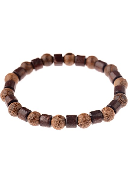 ABJ053-1 Oıqueı 8mm Doğal Yuvarlak Silindir Ahşap Boncuk Bilezik Erkek Klasik Esnek Budist Dua Buddha Bileziği Hommes Bileklik Bijoux (Yurt Dışından)