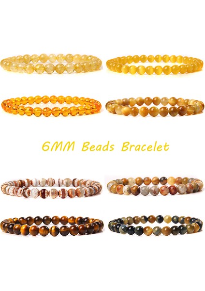 21CM Tarzı 24.slogan Sarı Kahverengi 6mm Doğal Taş Bileklik Kaplan Gözü Bilezikler Erkek ve Kadınlar Için Citrine Jades Zincir Boncuk Bilezikler Meditasyon Takı (Yurt Dışından) fiyatları