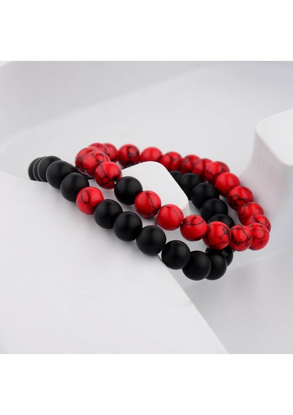 Altın Rengi Çiftler Uzun Mesafe Bileklik Doğal Taş Kırmızı Siyah Yin Yang Boncuklu Bilezikler Erkekler Kadınlar En Iyi Arkadaş Için (Yurt Dışından) fiyatları