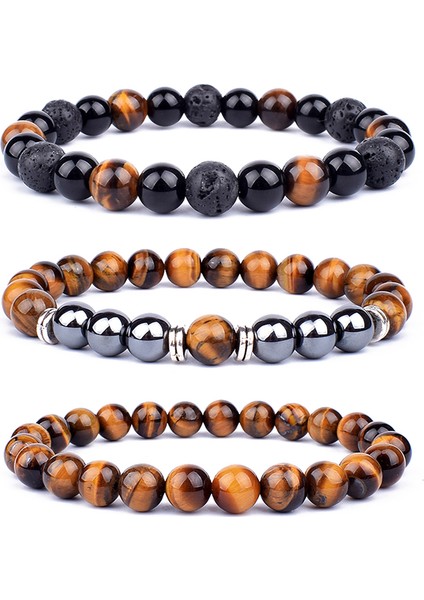 8mm Tarzı No.1 Boyutu Doğal Kaplan Gözü Boncuk Bilezik Hematit Taşlı Dize Yoga Enerji Bileklik Kadın Erkek Şans Takı Hediye (Yurt Dışından) fiyatları