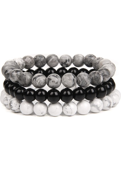 17CM Tarzı No.6 Doğal Taş Bilezik Setleri 8mm Rodonit Gül Kuvars Turkuaz Kaplan Gözü Hematit Ametist Boncuklu Bilezikler Kadınlar ve Erkekler Için (Yurt Dışından)