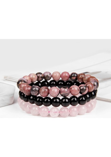 17CM Tarzı No.6 Doğal Taş Bilezik Setleri 8mm Rodonit Gül Kuvars Turkuaz Kaplan Gözü Hematit Ametist Boncuklu Bilezikler Kadınlar ve Erkekler Için (Yurt Dışından) fırsatları