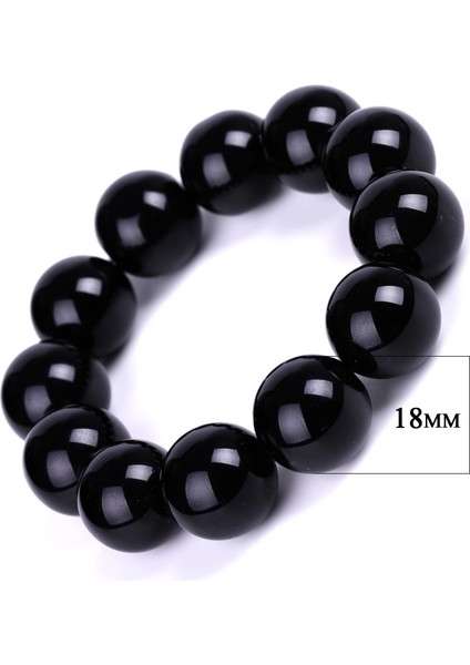 18 mm Siyah Obsidyen Bilezik Budist Dua Bereket Taşı Top Boncuk Takı Sevgililer Günü Hediyesi (Yurt Dışından)