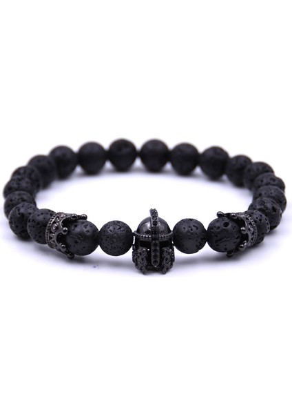 Taç 10 2 Parça Set Şık Lüks Taç Set Bilezik Siyah Frosted Flash Taş Charm Erkek Çift Doğum Günü Hediyesi (Yurt Dışından)