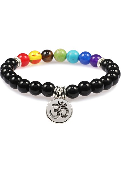 Siyah-Kolye 7 Çakra Bileklik Doğal Lava Taşı Ahşap Boncuk Kolye Bilezikler Buddha Dua Iyileşme Dengesi Şans Yoga Takı Hediye (Yurt Dışından)
