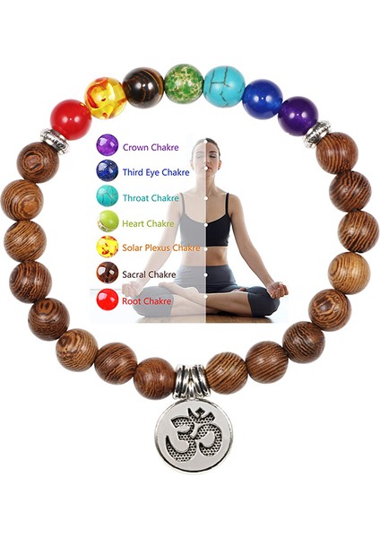Siyah-Kolye 7 Çakra Bileklik Doğal Lava Taşı Ahşap Boncuk Kolye Bilezikler Buddha Dua Iyileşme Dengesi Şans Yoga Takı Hediye (Yurt Dışından)