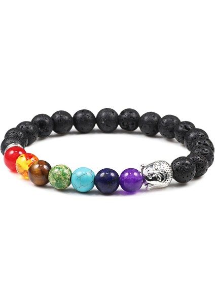 Siyah-Kolye 7 Çakra Bileklik Doğal Lava Taşı Ahşap Boncuk Kolye Bilezikler Buddha Dua Iyileşme Dengesi Şans Yoga Takı Hediye (Yurt Dışından)