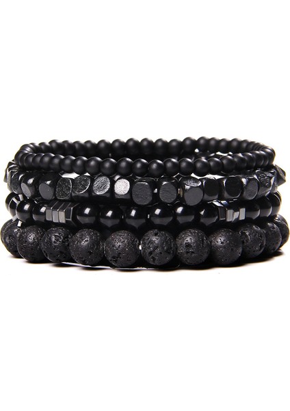17CM Tarzı No.6 Boyutu Doğal Taş Boncuk Erkek Bileklik Çok Katmanlı Siyah Lava Oniks Boncuk Şans Punk Bilezik Takı Çiftler Hediye (Yurt Dışından) fiyatları