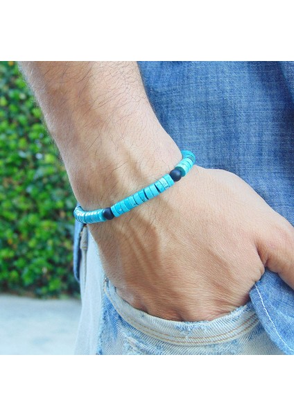 AA---007 Erkek Sörf Bileziği Erkek Boncuklu Bilezik Erkek Yığın Bilezikleri Erkek Boho Bilezikleri Bilezik Hematit Bilezik (Yurt Dışından)