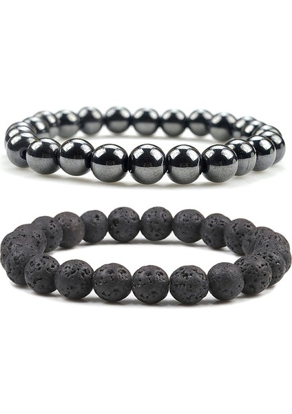 18CM Tarzı Siyah Desen Doğal Taş Lava Mat Hematit Boncuk Bilezik Moda Şanslı Buddha Dua Bilezikleri Erkekler Kadınlar Yoga Takı Hediyeleri Pulseras (Yurt Dışından) modelleri